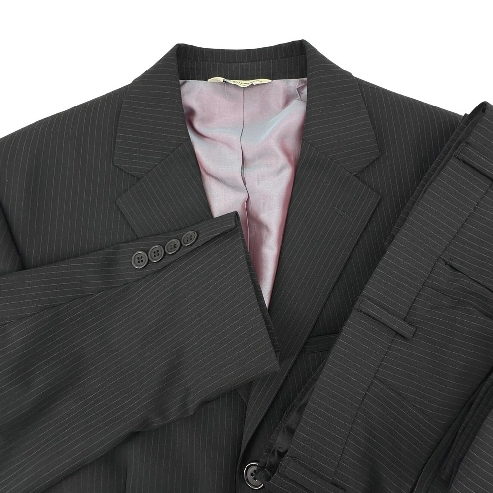 Wilke-Rodriguez Black Pinstripe 2 Piece Suit Mens 40S 34x27 Wool Blend